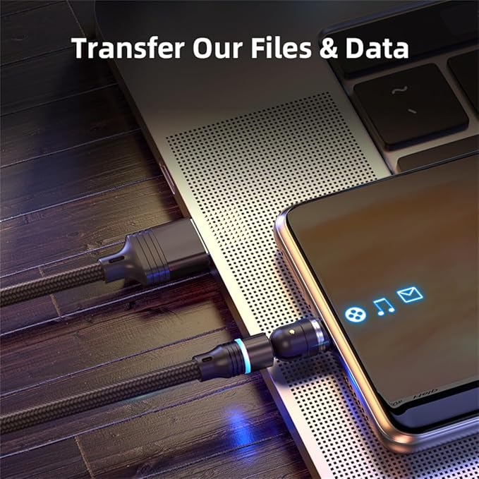 Magnetic Charging Cable 540° Rotation 3A Fast Charging Data Sync 3 in 1 - Image 3