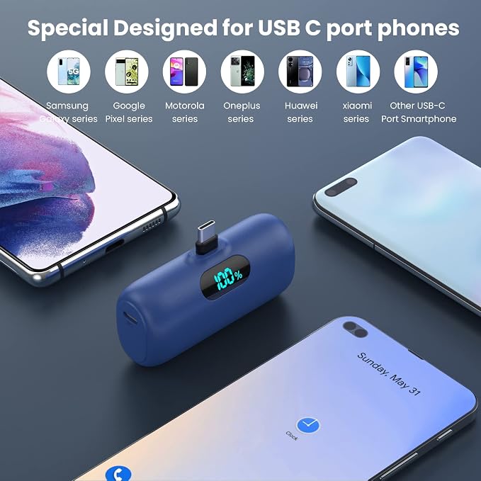 Samll Portable Charger for iPhone 16/15 Series, 5000mAh 3A PD USB C Power Bank - Image 2
