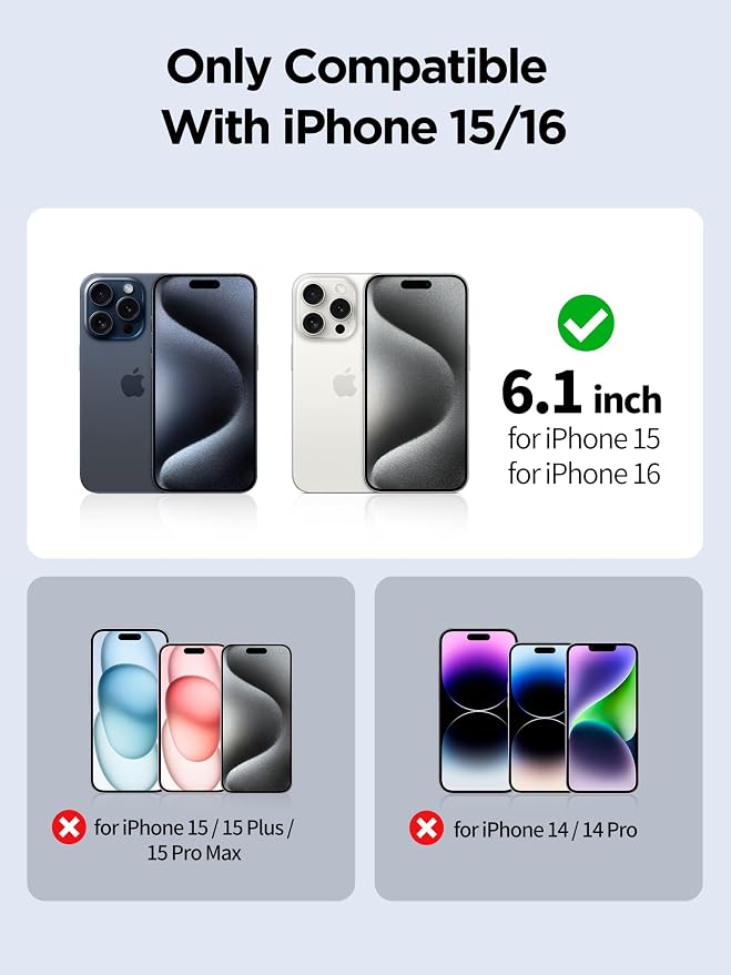 Compatible for iPhone 15/iPhone 16 Privacy Screen Protector Tempered Glass 6.1 - Image 2