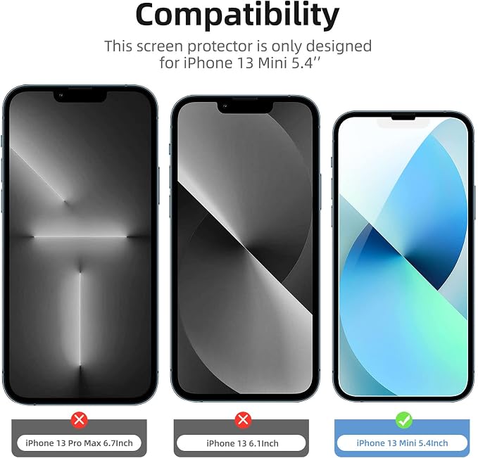 NEW'C 3 Pack Designed for iPhone 13 Mini Screen Protector, Enhanced Tempered - Image 4
