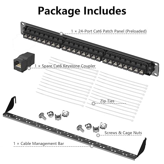 Jadaol 24 Port Patch Panel Rackmount or Wall Mount 19-Inch, 1U Cat6 Network - Image 7