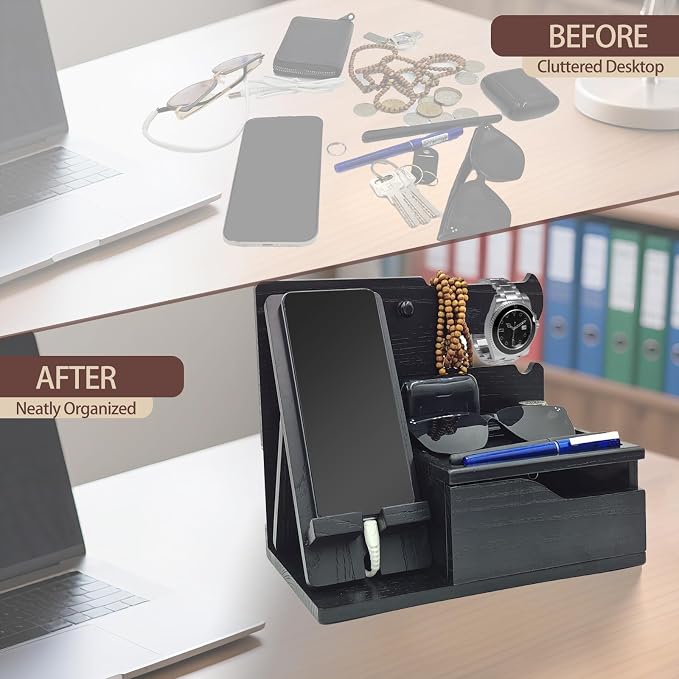 3-in-1 Wood Phone Docking Station Organizer - Image 3