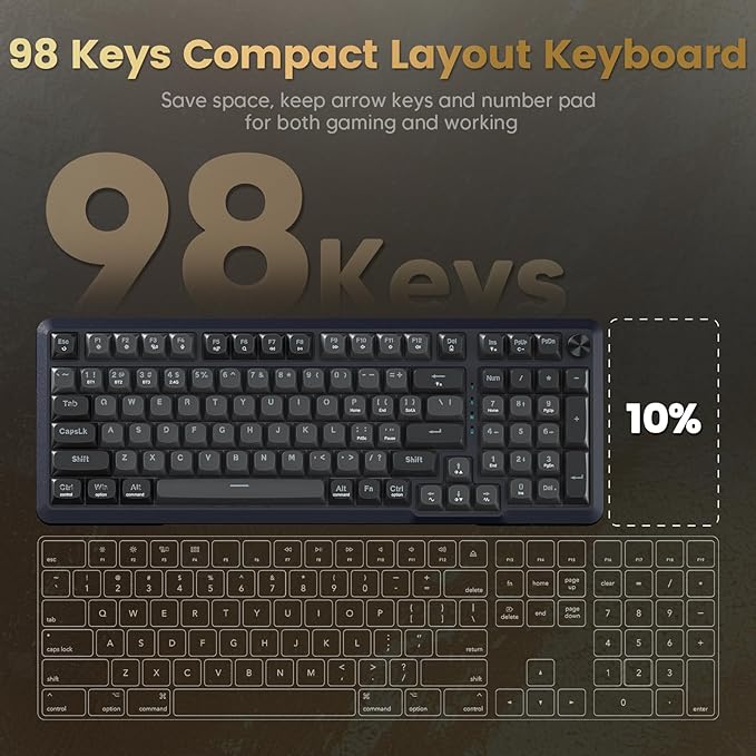 Redragon Wireless Mechanical Keyboard, 3 Mode Gasket Mounted RGB Gaming Keyboard - Image 9