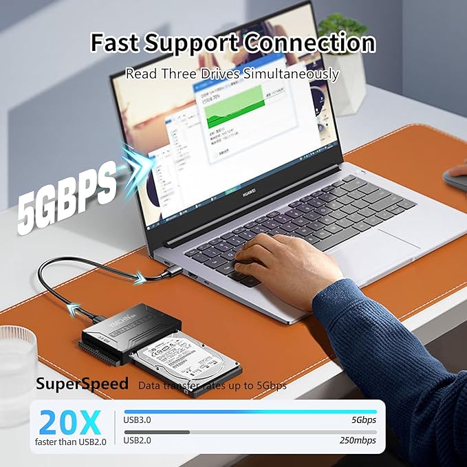 USB 3.0 to SATA IDE Adapter，Hard Drive Reader, IDE Sata to USB External Data - Image 3
