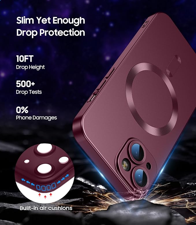 Magnetic for iPhone 14 Case Slim Soft Silicone Bumper Shockproof Metallic - Image 5