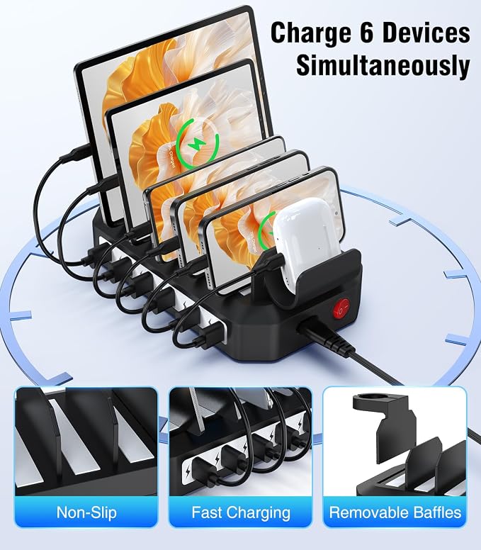 6 IN 1 Fast Charging Station for Multiple Device【Durable & Safe Charging】6 - Image 2