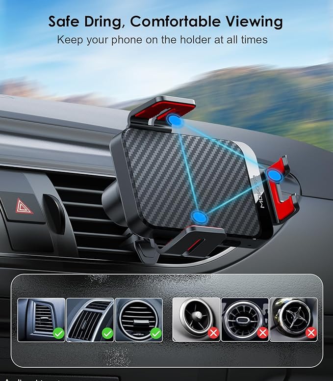 Wireless Car Charger, MOKPR 15W Fast Charging Auto-Clamping Phone Mount Air - Image 6