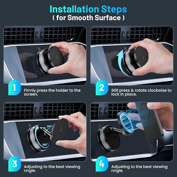 Magnetic Phone Holder for Car, Suction Cup Phone Mount, Foldable Vacuum - Image 3