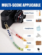 Handmade Natural Gemstone Crystal Beaded Charm Cell Phone Camera Lanyard - Image 3