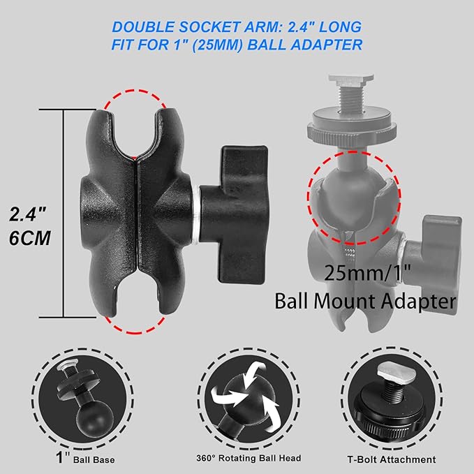 Track Ball with T-Bolt Attachment with B Size 1" Ball Compatible with RAM Mount - Image 6