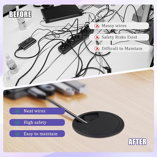 12 Desk Grommet, Desk Hole Cover, Large Capacity, Detachable and Adjustable - Image 6