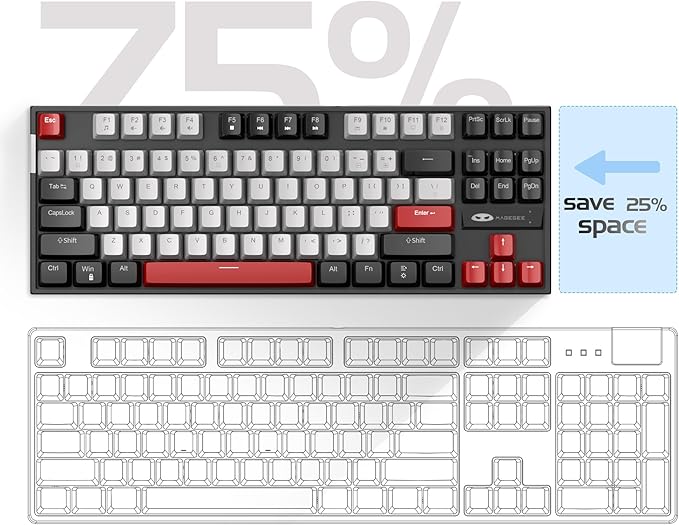 MageGee 75% Mechanical Gaming Keyboard, LED Backlit, 87 Keys Compact TKL Wired - Image 3
