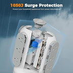 Surge Protector Power Strip Tower, TESSAN 5 FT Retractable Extension Cord - Image 6