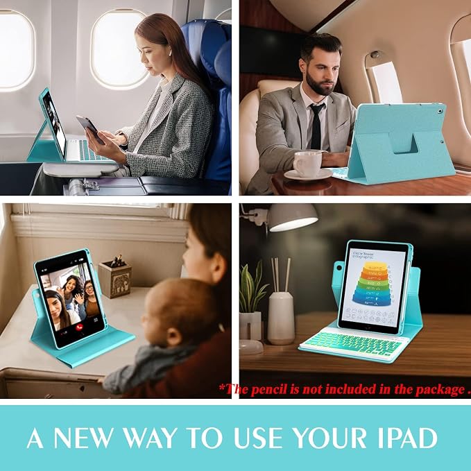 Keyboard Case for iPad 9th/8th/7th Generation 10.2 inch, 360° Rotatable iPad - Image 5
