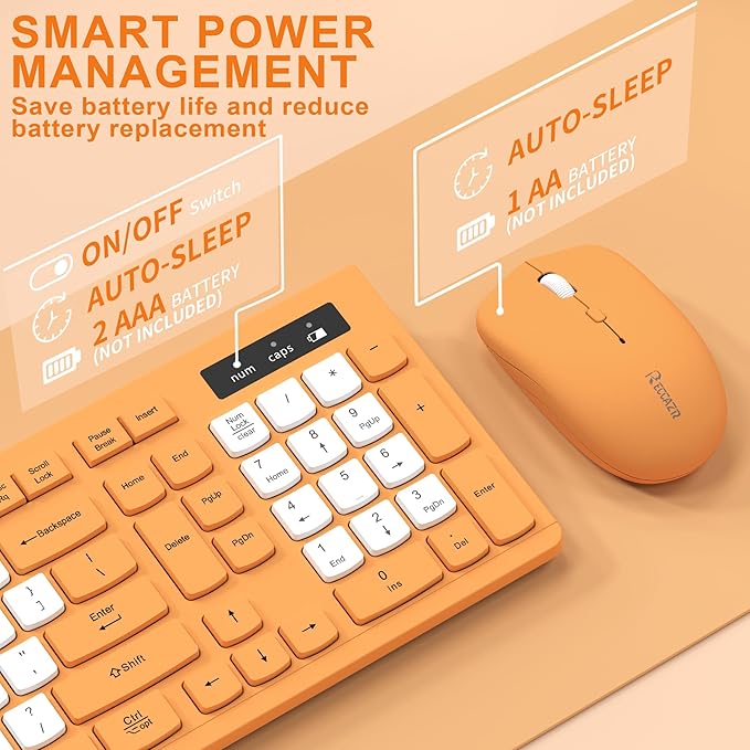Wireless Keyboard and Mouse Combo, Full-Sized Wireless Keyboard and Adjustable - Image 5