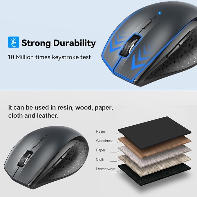 TECKNET Bluetooth Mouse, 4800 DPI Wireless Mouse, 2-Year Battery 6 Adjustable - Image 6
