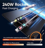 MAGIC JOHN 240W 4 in 1 Charging Cable, 6.6FT USB C to Lightning Cable, Chubby - Image 4