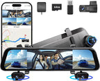 2025 Rear view Mirror Camera, 4 Channel Mirror Dash Cam Front and Rear by Unknown
