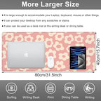 Mouse Pad, Large Pink Groovy Flowers Desk Mat, Extended Non-Slip Gaming - Image 2