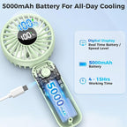 Portable Handheld Fan, 5000mAh Rechargeable Battery, Max 15H Cooling, 4 Speeds - Image 4
