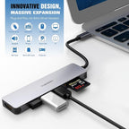 USB C Hub Multiport Adapter - 7 in 1 Portable Space Aluminum Dongle - Image 2