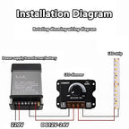 MAYWILLA LED Light Strip Dimmer Controller, DC 12V-24V 30A PWM Stepless Dimming - Image 3