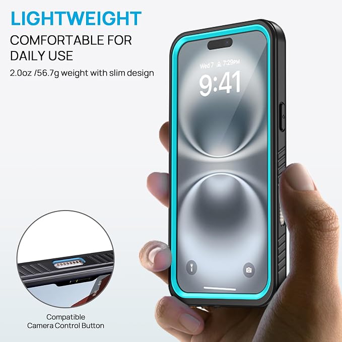 Lanhiem for iPhone 16 Plus Case, IP68 Waterproof Dustproof Shockproof Cases - Image 4
