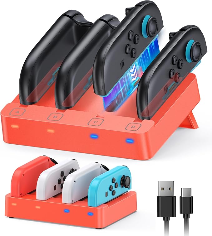 Charger for Nintendo Switch 2 and Switch 1 Controller, Horizontal Charging Dock by WAXITY