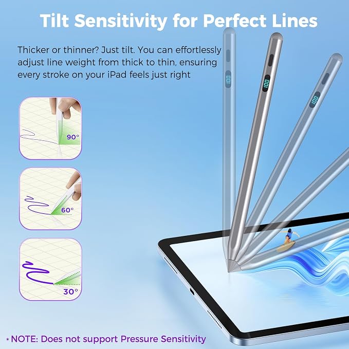 iPad Pencil with Magnetic&5 Extra Tips, USB-C Faster Charge, Stylus Pen - Image 4