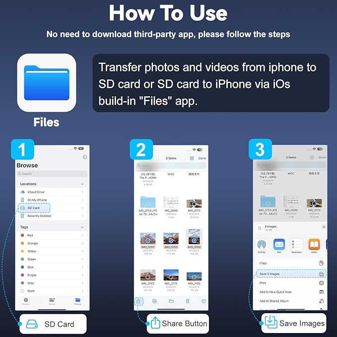SD Card Reader for iPhone 15/16/iPad/MacBook - Image 2