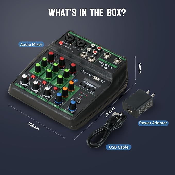 DJ Audio Mixer, DJ Mixers 4 Channel Sound Board - Image 8