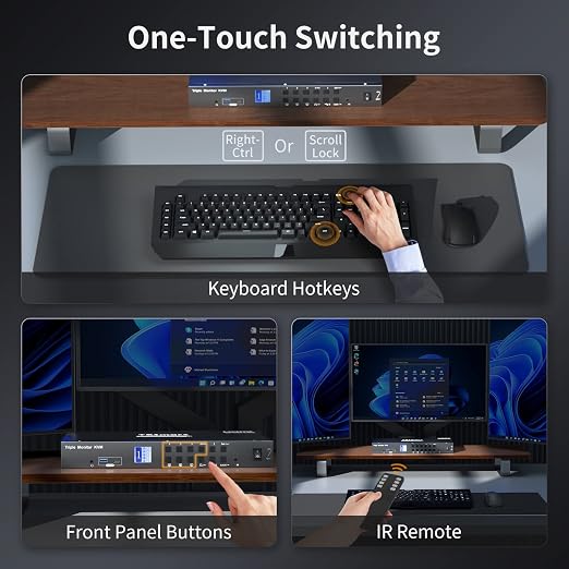 TESmart USB 3.0 HDMI KVM Switch 3 Monitors 4 Computers 4K@60Hz, Audio&Microphone - Image 5
