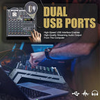 6 Channel Audio Mixer Sound Board Console System 99 DSP DJ Mixer 48V Phantom - Image 5