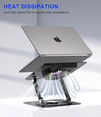 Laptop Stand, with 360°Rotating Base, External Cooling Fan, Adjustable RGB - Image 2