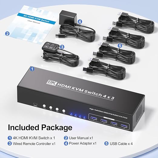 USB 3.0 HDMI KVM Switch 3 Monitors 4 Computers - Image 7