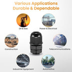 QILIPSU 50pcs 1/4" NPT Cable Gland Waterproof IP68 Nylon Cable Pass Through - Image 7
