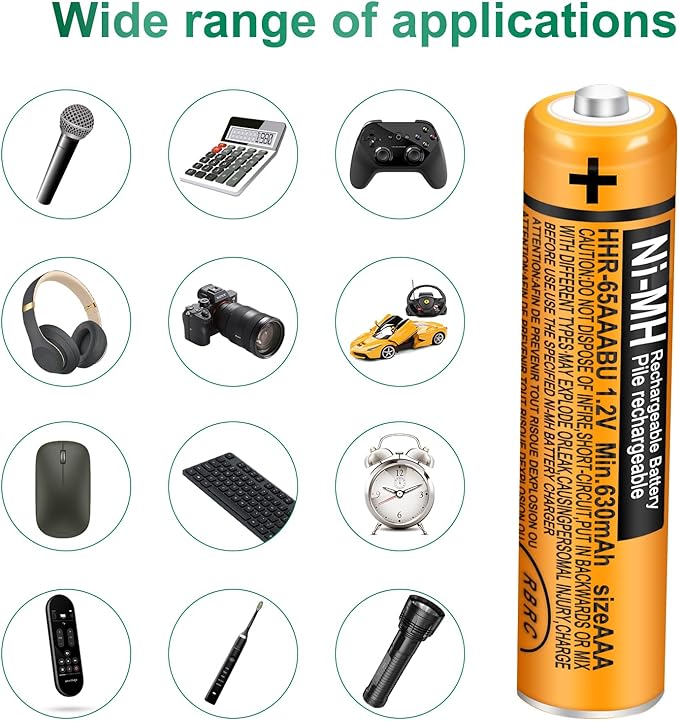 6 Pack HHR-65AAABU NI-MH Rechargeable Batteries 1.2V 630mAh AAA Battery - Image 9