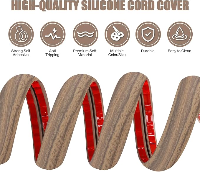 Floor Cord Cover Cavity 0.8"x0.37" Self Adhesive Cord Hider, 3.3FT Low Profile - Image 3