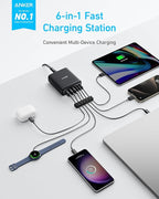 Anker Desktop Charger, Fast Charging USB C Charger, 112W Max 6-Port Charging - Image 2