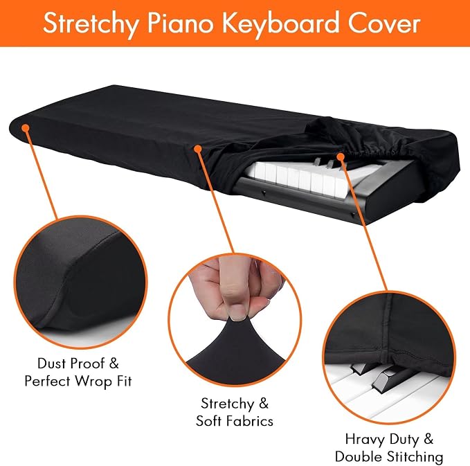 88 Keys Piano Keyboard Dust Cover, Music Dirt Proof Stretchy Electronic - Image 3