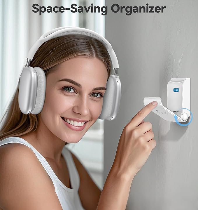 Headphone Stand, Wall Mount Headset Hanger, Gaming Headphone Holder Hook Clip - Image 2