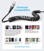 USB C Cable 3A Fast Charging 5FT Coiled USBC to USBC Charger Cable - Image 7