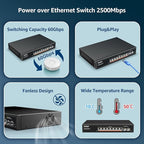 YuanLey 10 Port 2.5G PoE Switch Unmanaged, 8 x 2.5G Base-T PoE Ports, 2 x 10G - Image 6