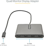 StarTech.com USB C to Quad HDMI Adapter, USB-C to 4x HDMI Monitor Converter - Image 2