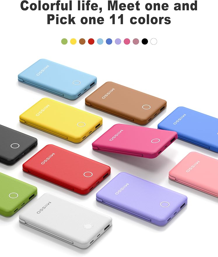 6000mah Ultra Slim Built in Cables Power Bank, Card Size Built in USB C Cords - Image 9