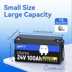 Lifepo4 Battery 100AH 24V Lithium Battery Built-in 100A BMS, Solar System Home - Image 2
