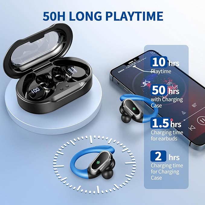 Wireless Earbuds, 2025 Bluetooth 5.4 Headphones Sport, 50H Stereo Wireless - Image 6