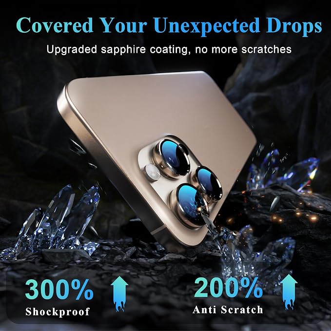 YWXTW Camera Lens Protector for iPhone 16 Pro/iPhone 16 Pro Max, Tempered Glass - Image 3