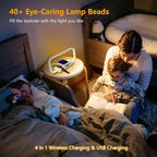 LED Bedside Lamp with Wireless Charger, 3-in-1 Touch Control Table Lamp with - Image 3