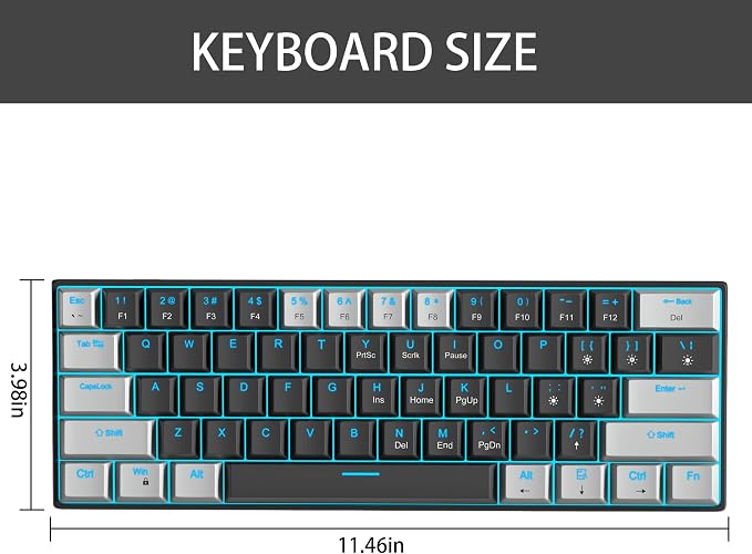 60% Mechanical Gaming Keyboard, Mixed Color Keycaps Gaming Keyboard - Image 8